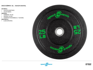 DISCO EN CAUCHO 25LBS / SPORT FITNESS