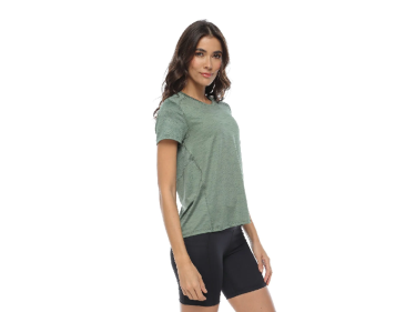 CAMISETA DEPORTIVA MANGA CORTA, COLOR OLIVA JASPE PARA MUJER