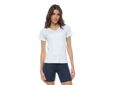 CAMISETA CUELLO V, COLOR BLANCO JASPE PARA MUJER