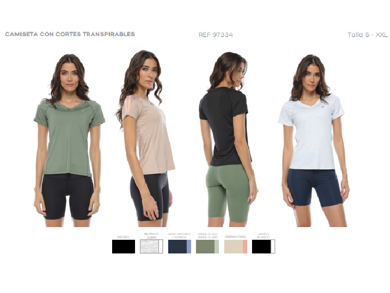 Camiseta Cuello V, Color Azul Oscuro / Lavanda Para Mujer
